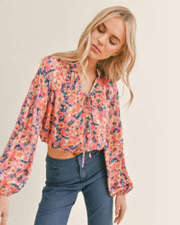Floral Tie Front Top