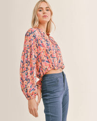 Floral Tie Front Top