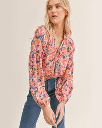 Floral Tie Front Top