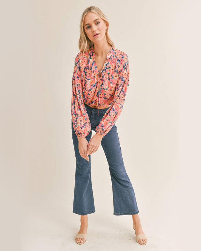 Floral Tie Front Top