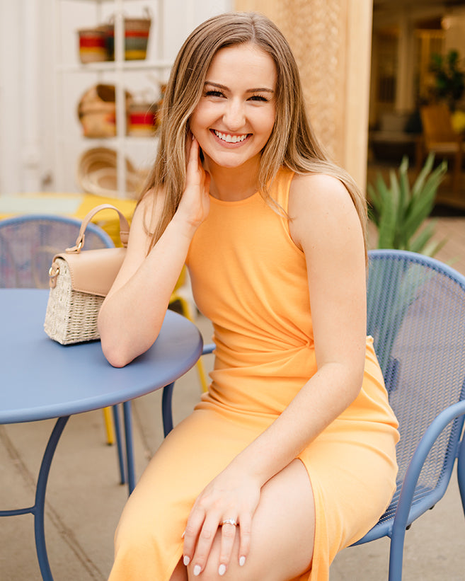 Knit Twist Front Midi Dress