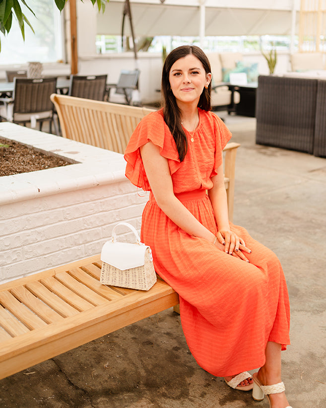 Citrus Ruffle Sleeve Midi Dress