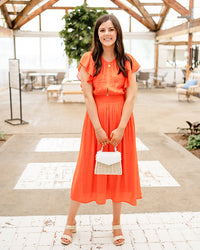 Citrus Ruffle Sleeve Midi Dress