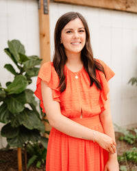 Citrus Ruffle Sleeve Midi Dress