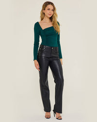 Asymmetrical Longsleeve Bodysuit - Emerald Green
