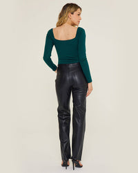 Asymmetrical Longsleeve Bodysuit - Emerald Green