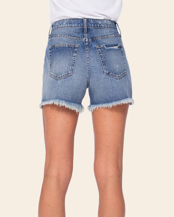 High Waist Distressed 90's Denim Shorts