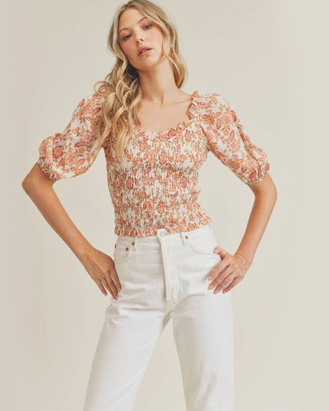 Smocked Swiss Dot Top
