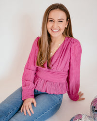 Pleated V-Neck Blouse