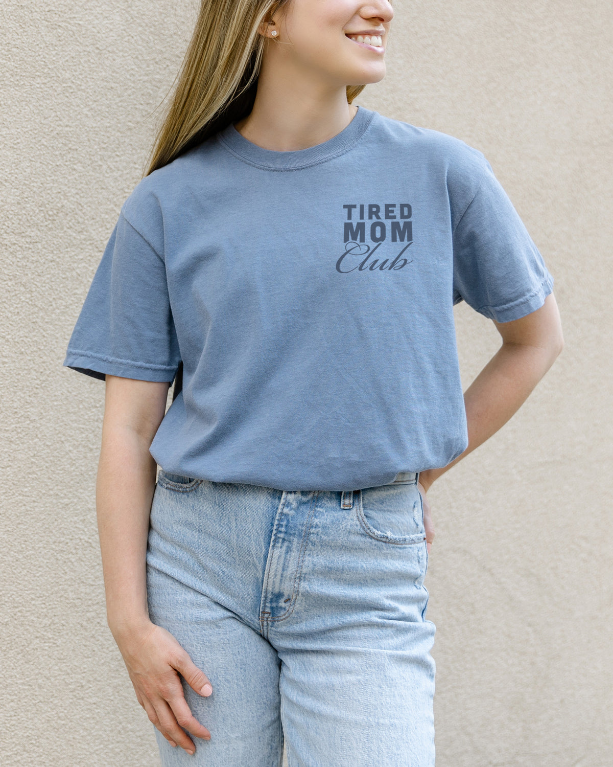 Tired Mom Club T-shirt - Blue Jean
