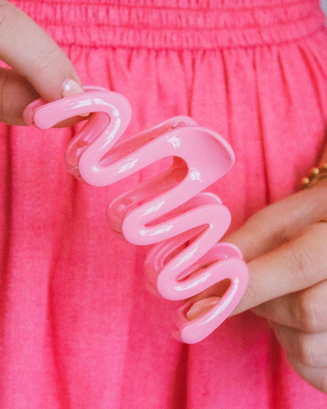 Pink Squiggle Claw Clip