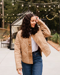 Quilted Crewneck Puffer Jacket - Taupe