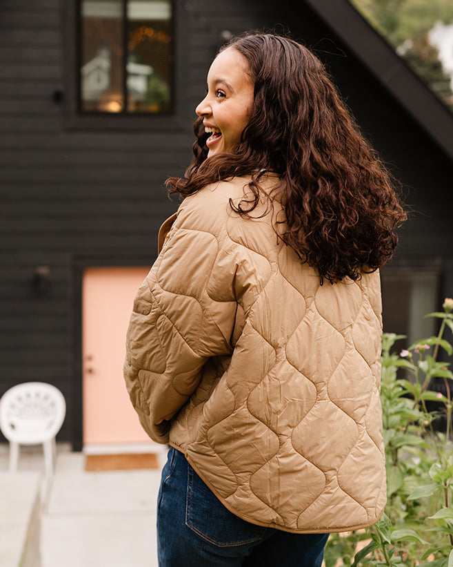 Taupe clearance quilted jacket