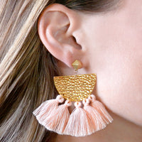 Hammered Fringe Earrings - Blush