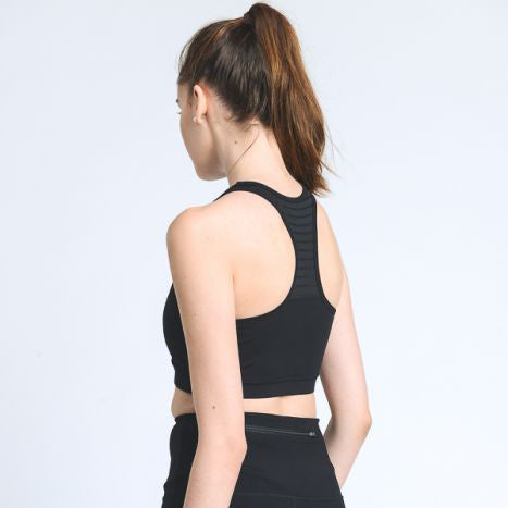 Striped Burnout Mesh Sports Bra