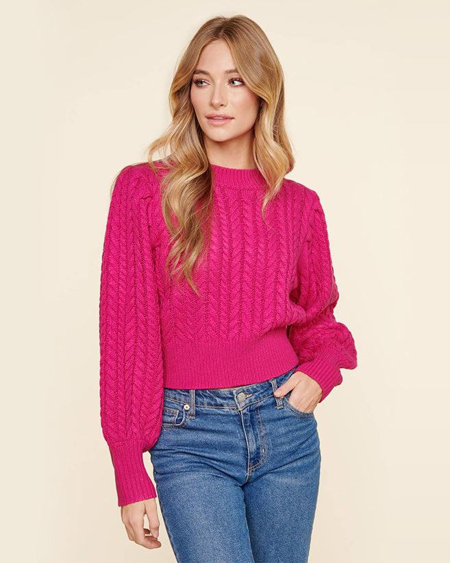 Fuschia Cable Knit Sweater - Restock