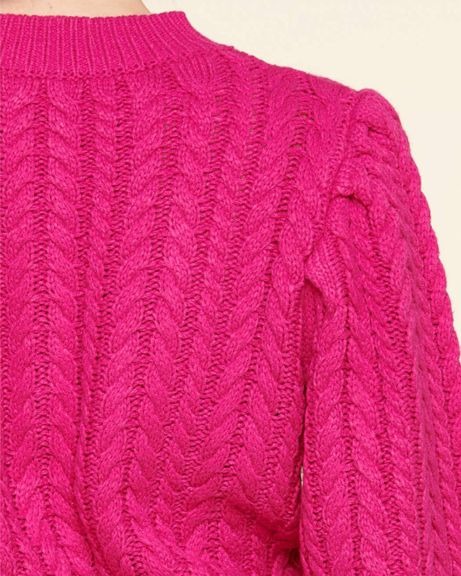 Fuschia Cable Knit Sweater - Restock