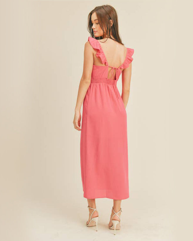 Pink Ruffle Strap Dress